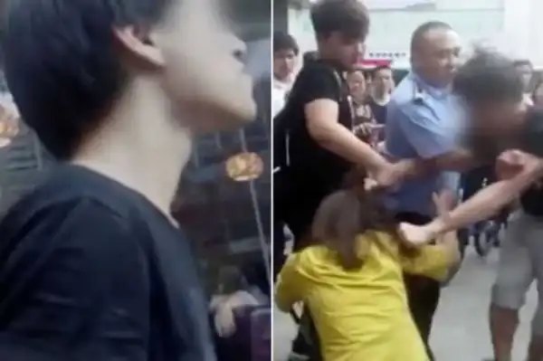 Photos Shameless Man Beats Up His Girlfriend In Broad Daylight In Front Of Their Young Son